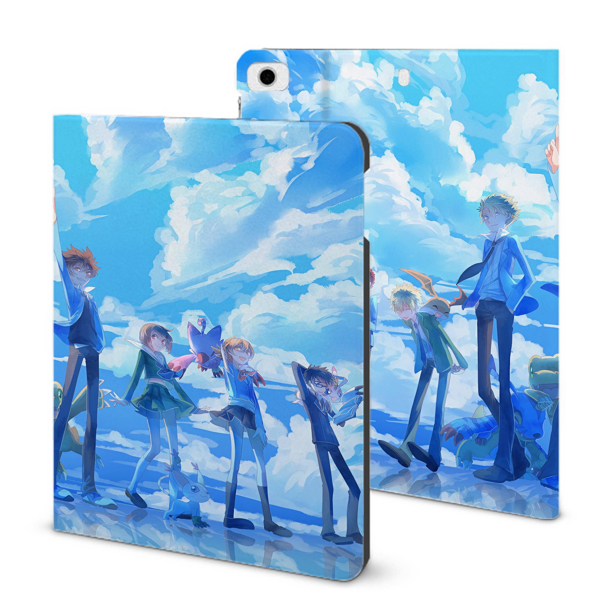 （画像用） Digimon デジタルモンスター/デジモン IPad ケース ブック型 PUレザー TPU 耐衝撃 軽量 薄型 ペン収納なし 全面保護 IPad 各モデル対応